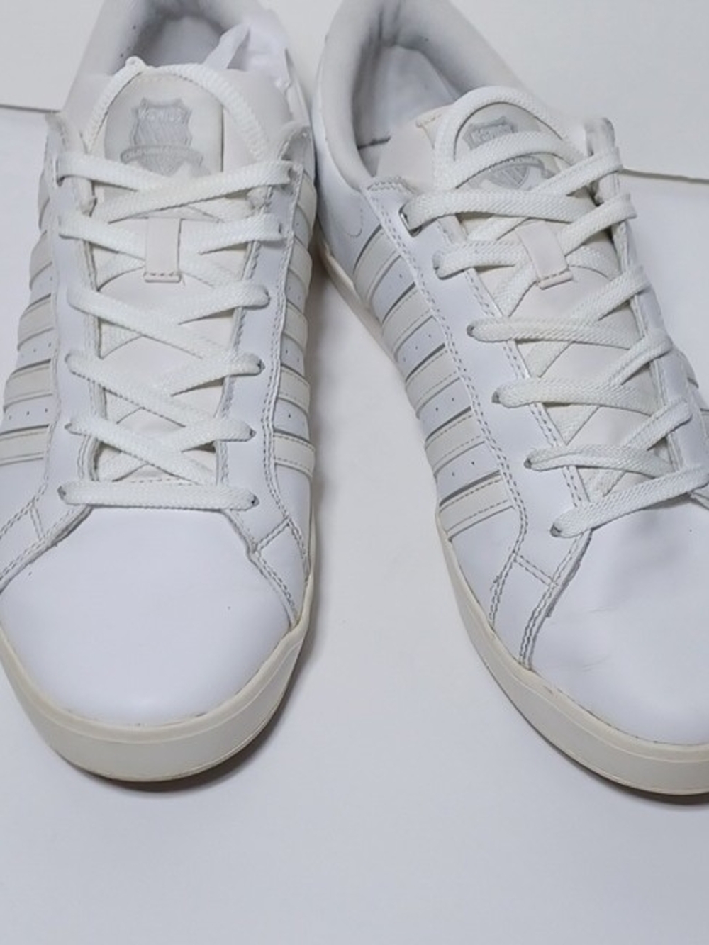 K-Swiss White Low-Top Leather Sneakers